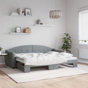 Trundle sofa bed light gray fabric 80x200 cm by vidaXL, Beds and slatted bases - Ref: Foro24-3197525, Price: 270,99 €, Discou...