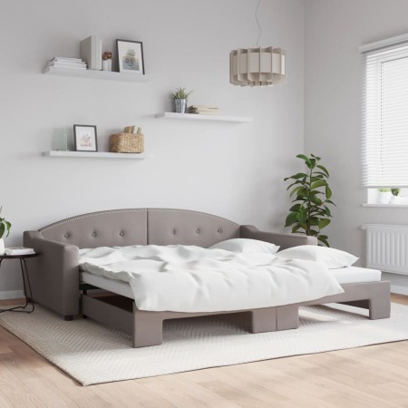 Trundle sofa bed taupe gray fabric 100x200 cm by vidaXL, Beds and slatted bases - Ref: Foro24-3197538, Price: 286,94 €, Disco...