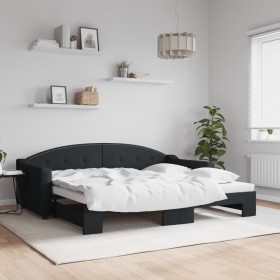 Black fabric trundle sofa bed 90x200 cm by vidaXL, Beds and slatted bases - Ref: Foro24-3197532, Price: 292,99 €, Discount: %