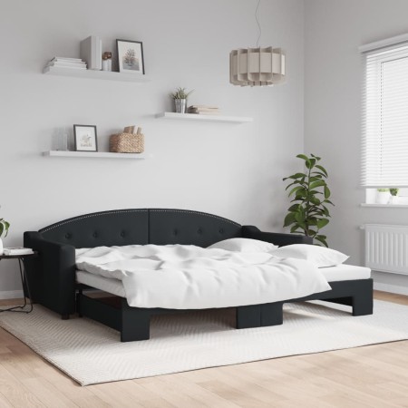 Black fabric trundle sofa bed 90x200 cm by vidaXL, Beds and slatted bases - Ref: Foro24-3197532, Price: 293,90 €, Discount: %