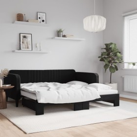 Black velvet trundle sofa bed 90x190 cm by vidaXL, Beds and slatted bases - Ref: Foro24-3197078, Price: 292,99 €, Discount: %