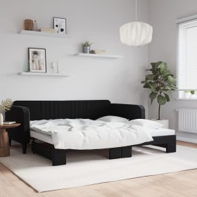 Black velvet trundle sofa bed 100x200 cm by vidaXL, Beds and slatted bases - Ref: Foro24-3197074, Price: 281,23 €, Discount: %