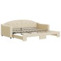 Trundle sofa bed cream fabric 90x200 cm by vidaXL, Beds and slatted bases - Ref: Foro24-3197534, Price: 275,82 €, Discount: %