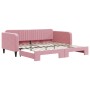 Pink velvet trundle sofa bed 100x200 cm by vidaXL, Beds and slatted bases - Ref: Foro24-3197073, Price: 305,71 €, Discount: %