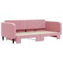 Pink velvet trundle sofa bed 100x200 cm by vidaXL, Beds and slatted bases - Ref: Foro24-3197073, Price: 305,71 €, Discount: %