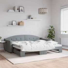 Trundle sofa bed light gray fabric 90x200 cm by vidaXL, Beds and slatted bases - Ref: Foro24-3197530, Price: 326,99 €, Discou...