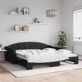 Trundle sofa bed black fabric 100x200 cm by vidaXL, Beds and slatted bases - Ref: Foro24-3197537, Price: 287,28 €, Discount: %