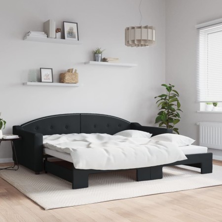 Trundle sofa bed black fabric 100x200 cm by vidaXL, Beds and slatted bases - Ref: Foro24-3197537, Price: 286,94 €, Discount: %