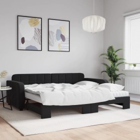 Sofá cama nido con colchón terciopelo negro 90x200 cm de vidaXL, Camas y somieres - Ref: Foro24-3196957, Precio: 435,78 €, De...