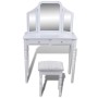 Dressing table with mirror 3 in 1 stool and 2 drawers white by vidaXL, Bedroom Dressers - Ref: Foro24-241003, Price: 154,99 €...