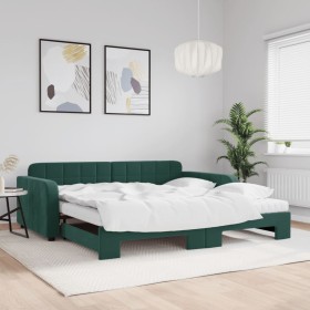 Trundle sofa bed with dark green velvet mattress 100x200 cm by vidaXL, Beds and slatted bases - Ref: Foro24-3196962, Price: 5...