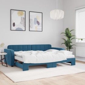 Sofá cama nido con colchón terciopelo azul 80x200 cm de vidaXL, Camas y somieres - Ref: Foro24-3196945, Precio: 433,36 €, Des...