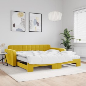 Trundle sofa bed with yellow velvet mattress 100x200 cm by vidaXL, Beds and slatted bases - Ref: Foro24-3196965, Price: 505,1...