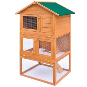 Casa de animales pequeños jaula conejera 3 niveles madera de vidaXL, Jaulas y habitáculos para animales pequeños - Ref: Foro2...