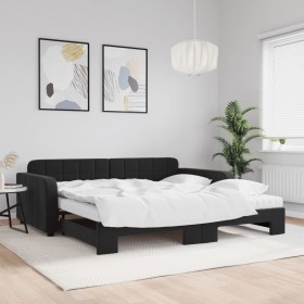 Trundle sofa bed with black velvet mattress 100x200 cm by vidaXL, Beds and slatted bases - Ref: Foro24-3196964, Price: 602,99...