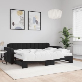 Sofá cama nido con colchón terciopelo negro 80x200 cm de vidaXL, Camas y somieres - Ref: Foro24-3196950, Precio: 436,99 €, De...