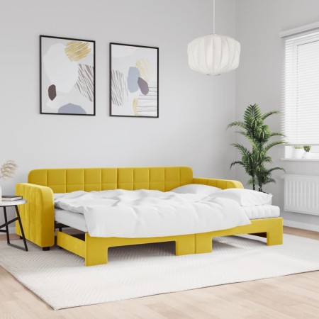 Trundle sofa bed with drawers yellow velvet 80x200 cm by vidaXL, Beds and slatted bases - Ref: Foro24-3196951, Price: 451,99 ...