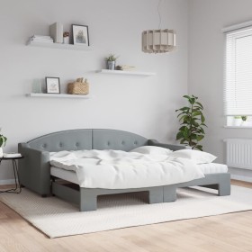 Trundle sofa bed with light gray fabric mattress 90x190 cm by vidaXL, Beds and slatted bases - Ref: Foro24-3197558, Price: 46...