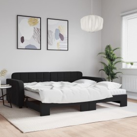 Sofá cama nido con colchón terciopelo negro 90x190 cm de vidaXL, Camas y somieres - Ref: Foro24-3196968, Precio: 511,99 €, De...