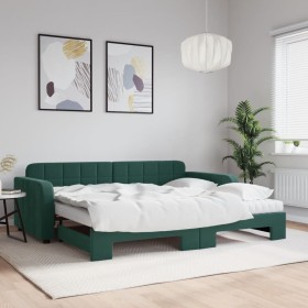 Sofá cama nido con colchón terciopelo verde oscuro 90x200 cm de vidaXL, Camas y somieres - Ref: Foro24-3196955, Precio: 420,9...