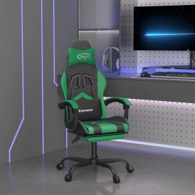 Silla gaming con reposapiés cuero sintético negro verde de vidaXL, Sillones para videojuegos - Ref: Foro24-3143905, Precio: 1...