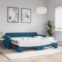 Trundle sofa bed with blue velvet mattress 90x200 cm by vidaXL, Beds and slatted bases - Ref: Foro24-3196952, Price: 423,37 €...