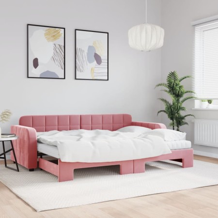 Sofá cama nido con colchón terciopelo rosa 80x200 cm de vidaXL, Camas y somieres - Ref: Foro24-3196949, Precio: 451,12 €, Des...