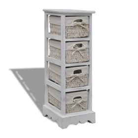 Regal mit 4 weißen geflochtenen Holzkörben von vidaXL, Schließfächer und Lagerschränke - Ref: Foro24-240797, Preis: 92,09 €, ...