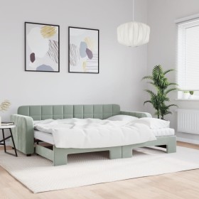 Trundle sofa bed with light gray velvet mattress 80x200 cm by vidaXL, Beds and slatted bases - Ref: Foro24-3196946, Price: 41...