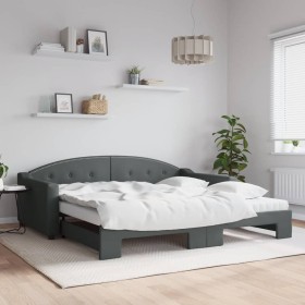 Trundle sofa bed with dark gray fabric mattress 100x200 cm by vidaXL, Beds and slatted bases - Ref: Foro24-3197554, Price: 44...