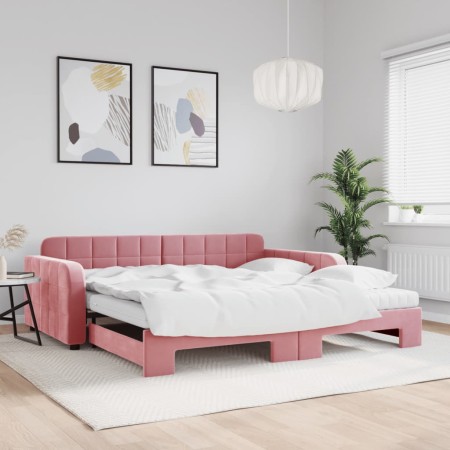 Sofá cama nido con colchón terciopelo rosa 100x200 cm de vidaXL, Camas y somieres - Ref: Foro24-3196963, Precio: 448,79 €, De...