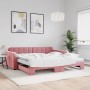 Trundle sofa bed with pink velvet mattress 100x200 cm by vidaXL, Beds and slatted bases - Ref: Foro24-3196963, Price: 448,79 ...