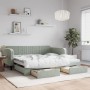 Trundle sofa bed with drawers light gray velvet 100x200 cm by vidaXL, Beds and slatted bases - Ref: Foro24-3197118, Price: 35...