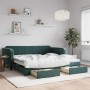 Trundle sofa bed with drawers dark green velvet 100x200 cm by vidaXL, Beds and slatted bases - Ref: Foro24-3197120, Price: 36...