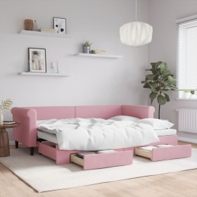 Sofá cama nido con cajones terciopelo rosa 80x200 cm de vidaXL, Camas y somieres - Ref: Foro24-3197815, Precio: 330,51 €, Des...