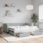 Trundle sofa bed with drawers light gray velvet 90x190 cm by vidaXL, Beds and slatted bases - Ref: Foro24-3197832, Price: 306...