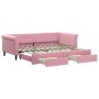 Sofá cama nido con cajones terciopelo rosa 90x200 cm de vidaXL, Camas y somieres - Ref: Foro24-3197822, Precio: 332,99 €, Des...