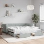 Trundle sofa bed with drawers light gray velvet 100x200 cm by vidaXL, Beds and slatted bases - Ref: Foro24-3197826, Price: 35...