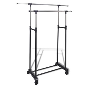 Adjustable clothes rack 4 wheels 2 bars by vidaXL, Dresser Organizers and Bar Hangers - Ref: Foro24-50212, Price: 31,99 €, Di...