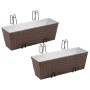 Brown rattan trapeze balcony planter 50 cm 2 units by vidaXL, Pots and planters - Ref: Foro24-41087, Price: 50,78 €, Discount: %