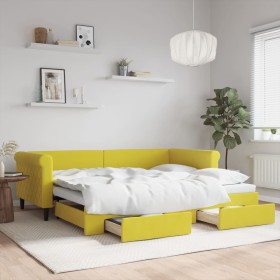 Trundle sofa bed with drawers yellow velvet 90x200 cm by vidaXL, Beds and slatted bases - Ref: Foro24-3197824, Price: 366,99 ...