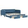 Trundle sofa bed with drawers blue velvet 100x200 cm by vidaXL, Beds and slatted bases - Ref: Foro24-3197117, Price: 336,36 €...