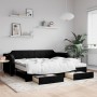 Trundle sofa bed with drawers black fabric 100x200 cm by vidaXL, Beds and slatted bases - Ref: Foro24-3197695, Price: 510,63 ...