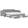 Trundle sofa bed with drawers light gray fabric 80x200 cm by vidaXL, Beds and slatted bases - Ref: Foro24-3197683, Price: 499...