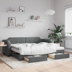 Trundle sofa bed with drawers dark gray fabric 90x200 cm by vidaXL, Beds and slatted bases - Ref: Foro24-3197689, Price: 495,...