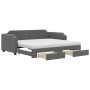 Sofá cama nido con cajones tela gris oscuro 100x200 cm de vidaXL, Camas y somieres - Ref: Foro24-3197694, Precio: 502,23 €, D...