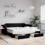 Trundle sofa bed with drawers black fabric 90x200 cm by vidaXL, Beds and slatted bases - Ref: Foro24-3197690, Price: 505,10 €...