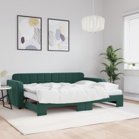 Sofá cama nido con colchón terciopelo verde oscuro 80x200 cm de vidaXL, Camas y somieres - Ref: Foro24-3196948, Precio: 444,9...