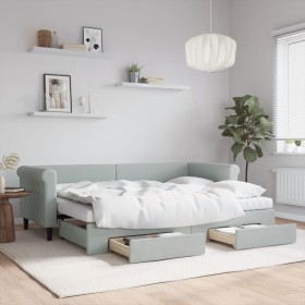 Trundle sofa bed with drawers light gray velvet 80x200 cm by vidaXL, Beds and slatted bases - Ref: Foro24-3197836, Price: 463...