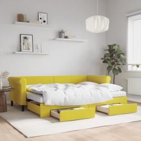 Sofá cama nido con cajones terciopelo amarillo 80x200 cm de vidaXL, Camas y somieres - Ref: Foro24-3197841, Precio: 515,27 €,...